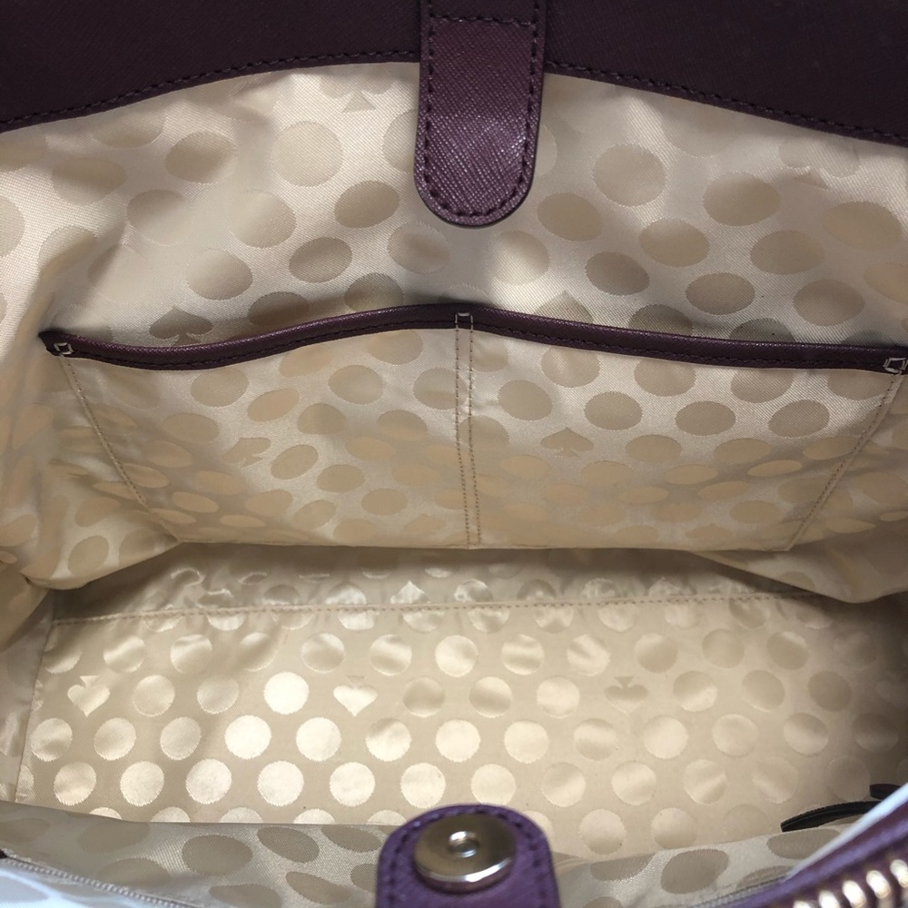 Kate Spade Tote Shoulder Bag Maroon Large Zipper - Picture 11 of 12